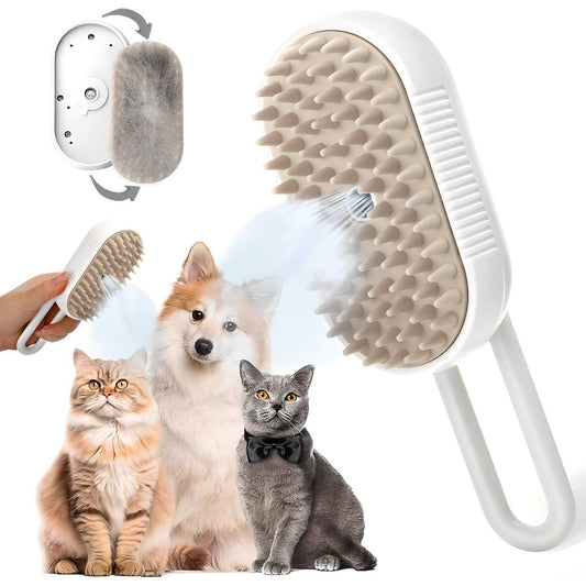 Cat Steam Brush, Dog Steam Brush, Steam Brush for Cats and Dogs, 3 In 1 Steamy Pet Brush, Steaming Pet Hair Brush, Cat and Dog Comb with Steam, Pet Grooming Brush for Cats