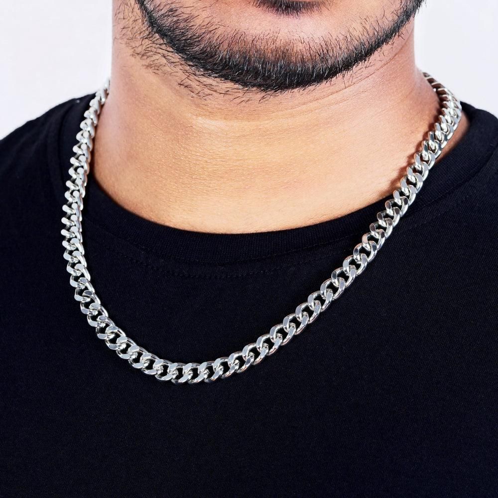 STYLE KRAFT Silver Diamond Cuban Link 18mm Silver Chain Hip Hop Cuban Chain For Men Women Ad Cuban Mc Stan Chain with Cubic Zirconia Daimond for Men Women Birthday Gift